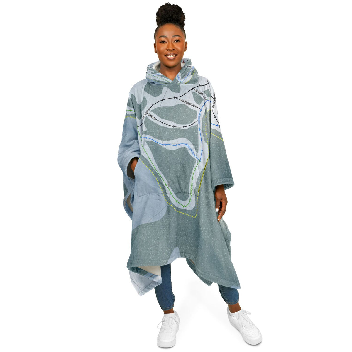 Cedar Pass, California Ski Resort Map Flannel Blanket Poncho