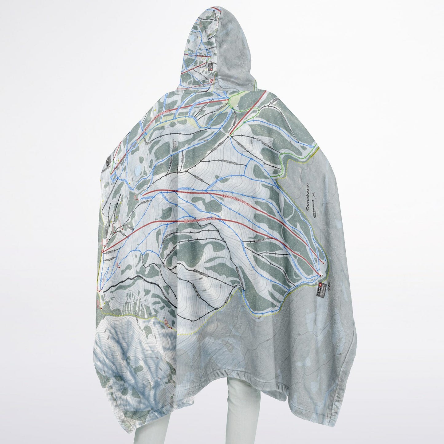 Snowbasin, Utah Ski Resort Map Flannel Blanket Poncho