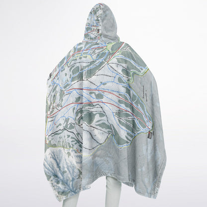 Snowbasin, Utah Ski Resort Map Flannel Blanket Poncho