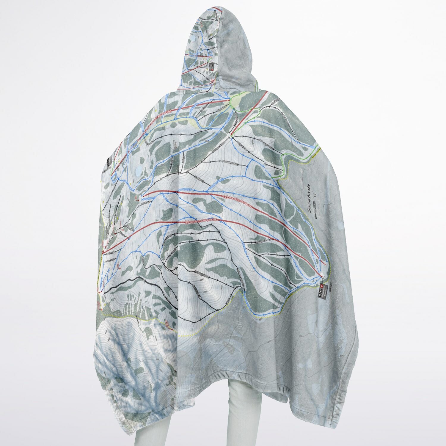 Snowbasin, Utah Ski Resort Map Flannel Blanket Poncho
