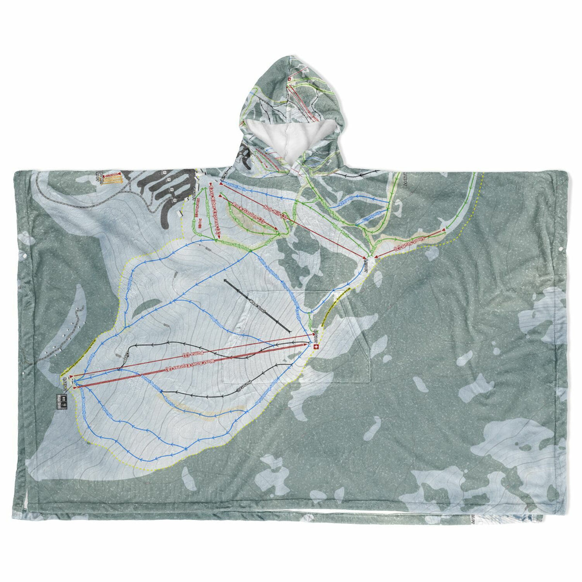 Sierra At Tahoe, California Ski Resort Map Flannel Blanket Poncho
