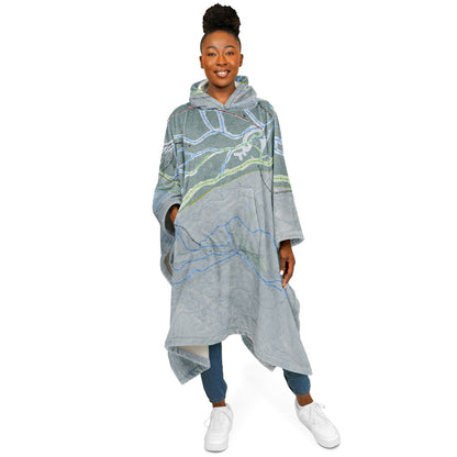 Sunlight, Colorado Ski Resort Map Flannel Blanket Poncho