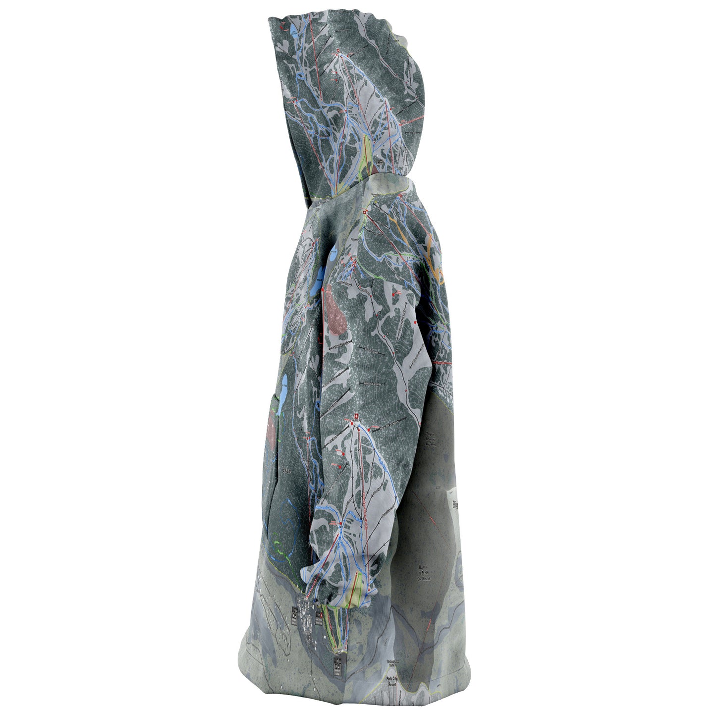 Big Cottonwood Canyon, Utah Ski Trail Map - Snug Hoodie - Powderaddicts