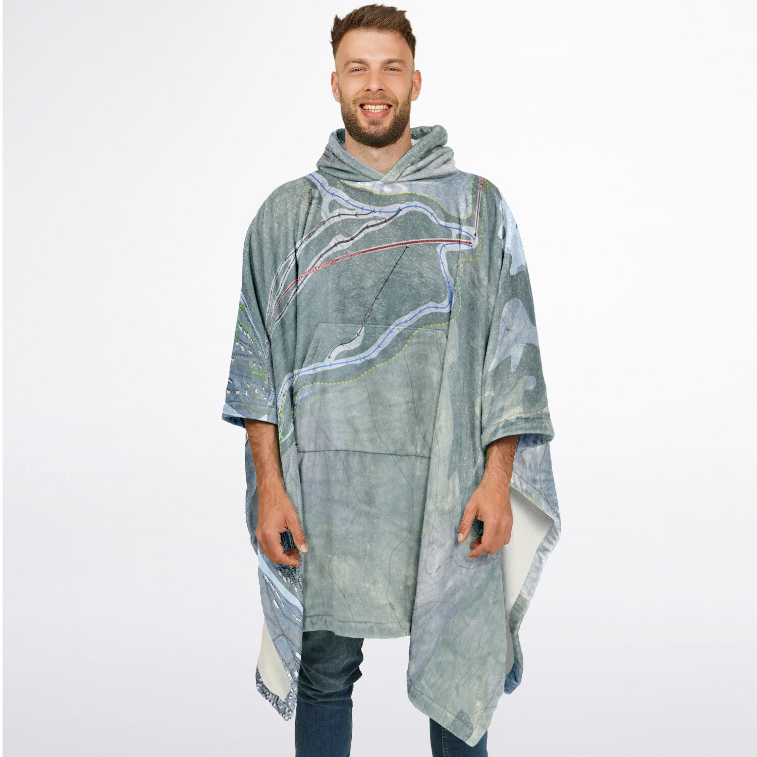 Loon Mountain, New Hampshire Ski Resort Map Flannel Blanket Poncho