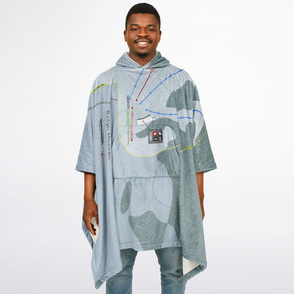 Badger Mountain, Washington Ski Resort Map Flannel Blanket Poncho