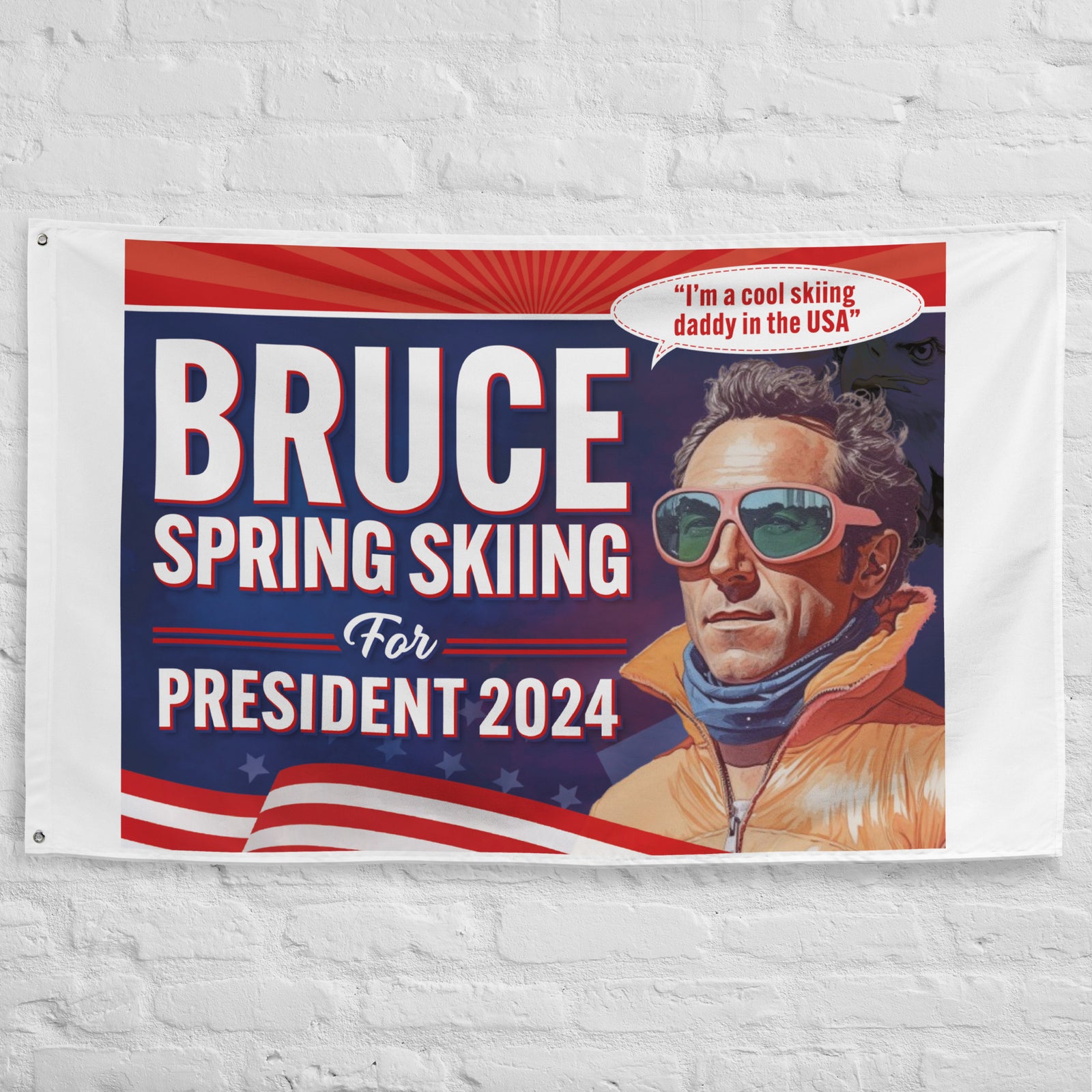 Bruce Spring Skiing For President 2024 Flag