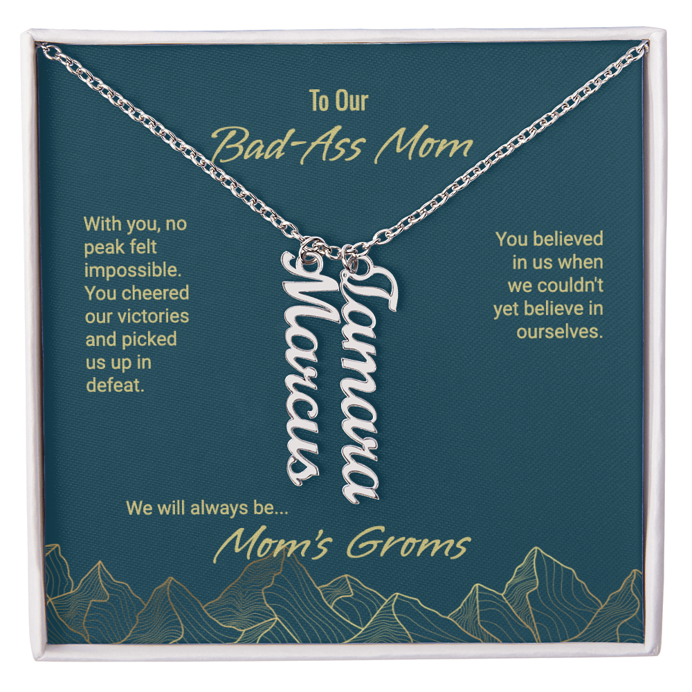 Mom's Groms Multi Vertical Name Necklace - Powderaddicts