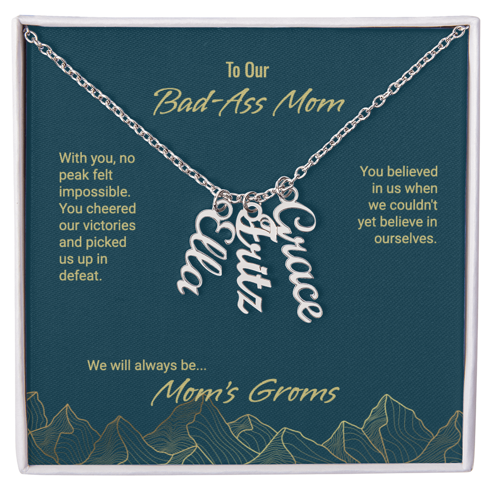 Mom's Groms Multi Vertical Name Necklace - Powderaddicts