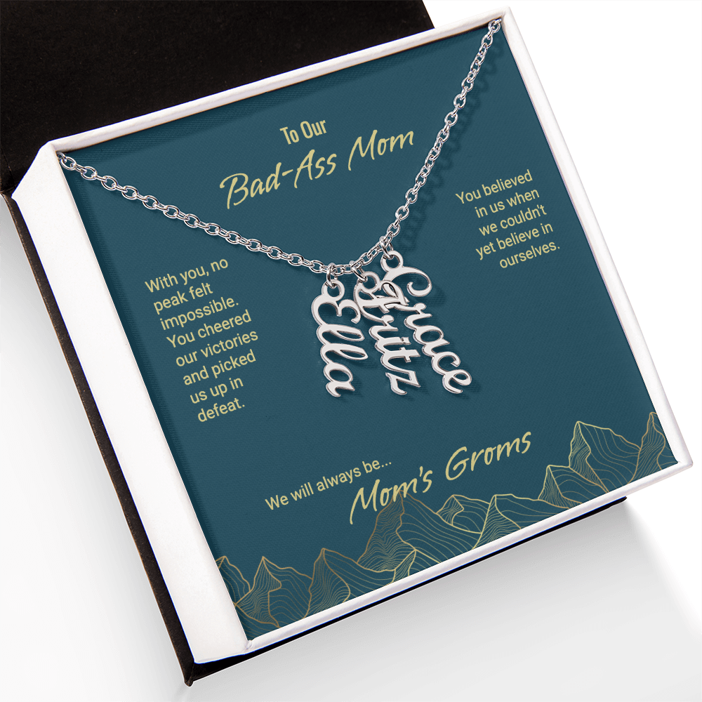 Mom's Groms Multi Vertical Name Necklace - Powderaddicts