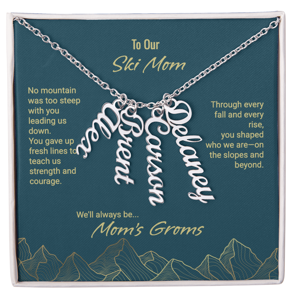 Mom's Groms Multi Vertical Name Necklace - Powderaddicts