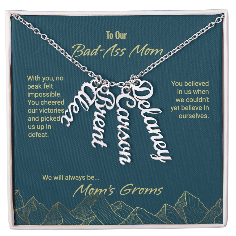 Mom's Groms Multi Vertical Name Necklace - Powderaddicts