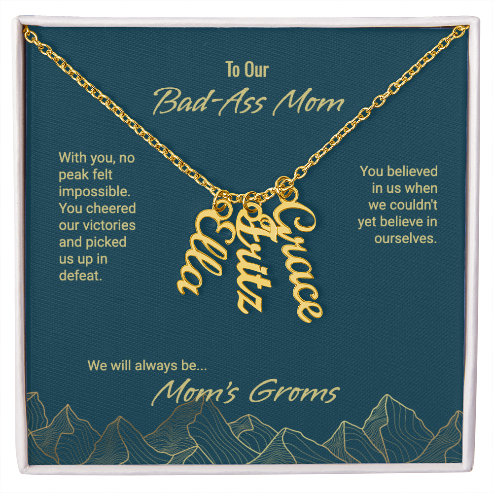 Mom's Groms Multi Vertical Name Necklace - Powderaddicts