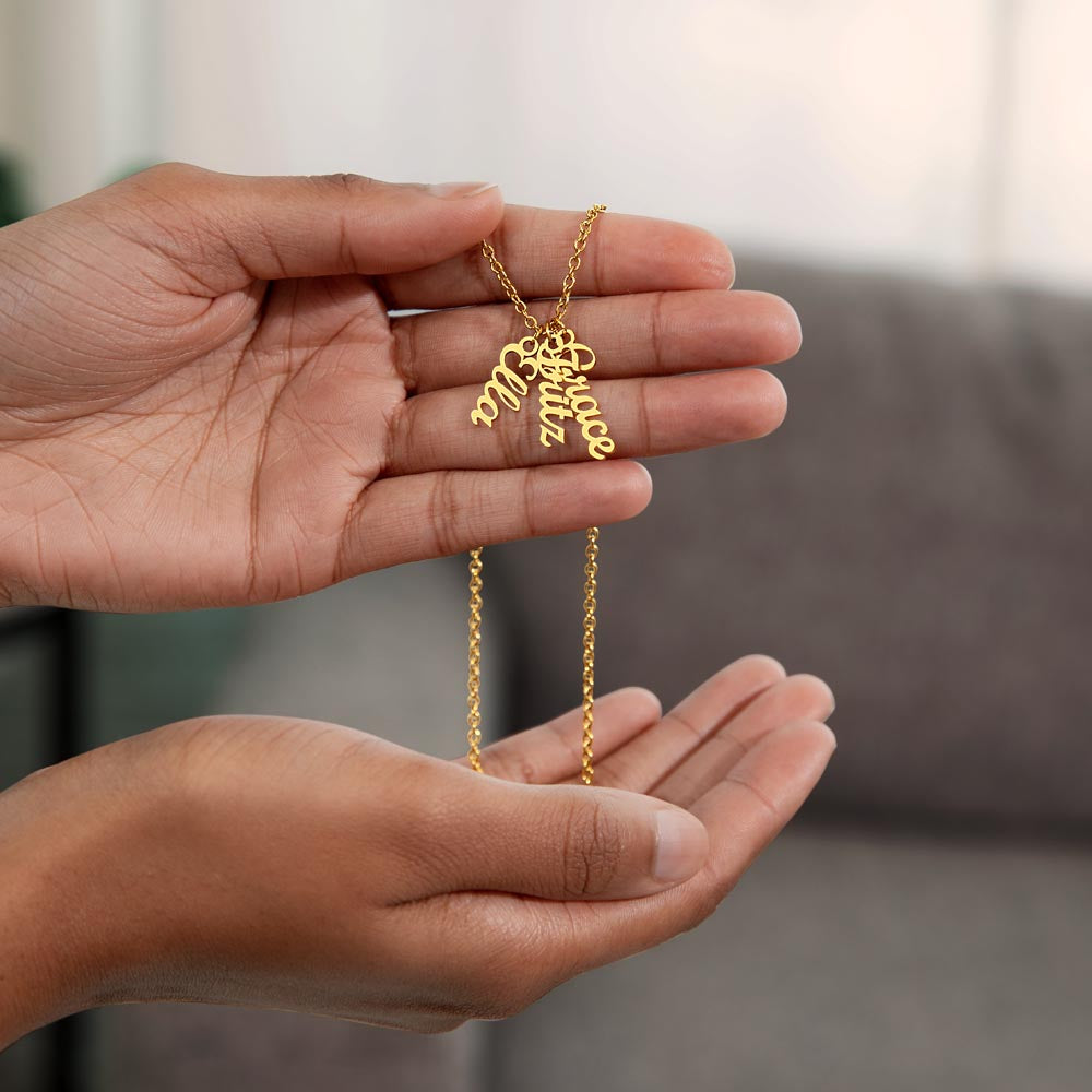 Mom's Groms Multi Vertical Name Necklace - Powderaddicts