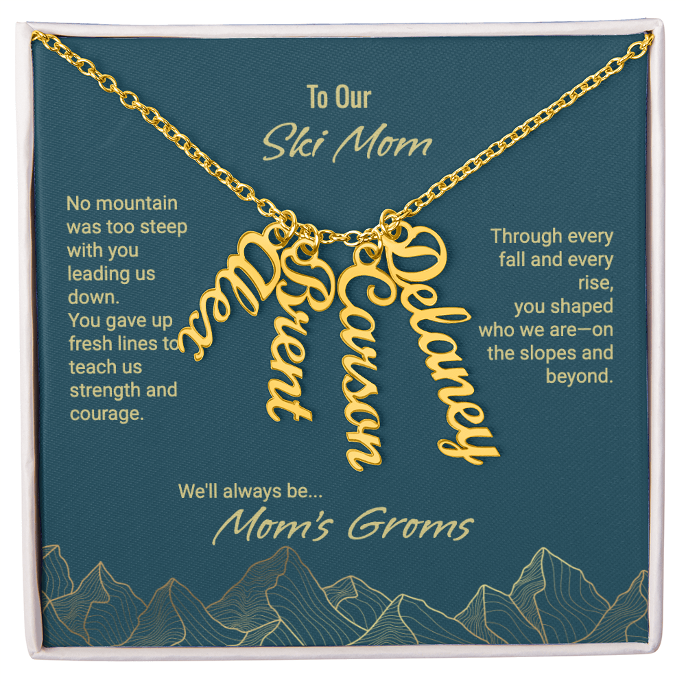 Mom's Groms Multi Vertical Name Necklace - Powderaddicts