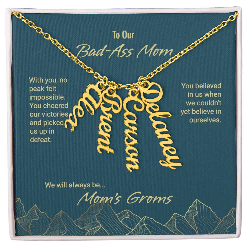 Mom's Groms Multi Vertical Name Necklace - Powderaddicts