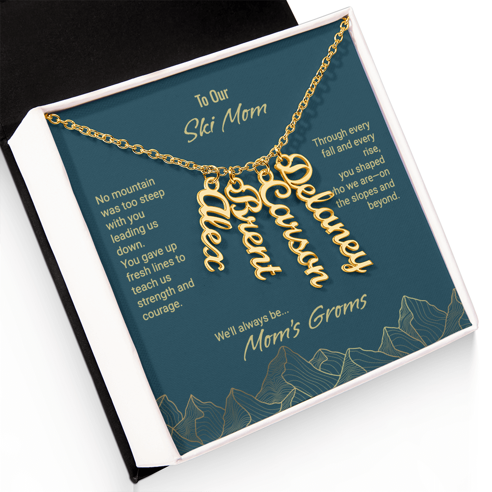 Mom's Groms Multi Vertical Name Necklace - Powderaddicts