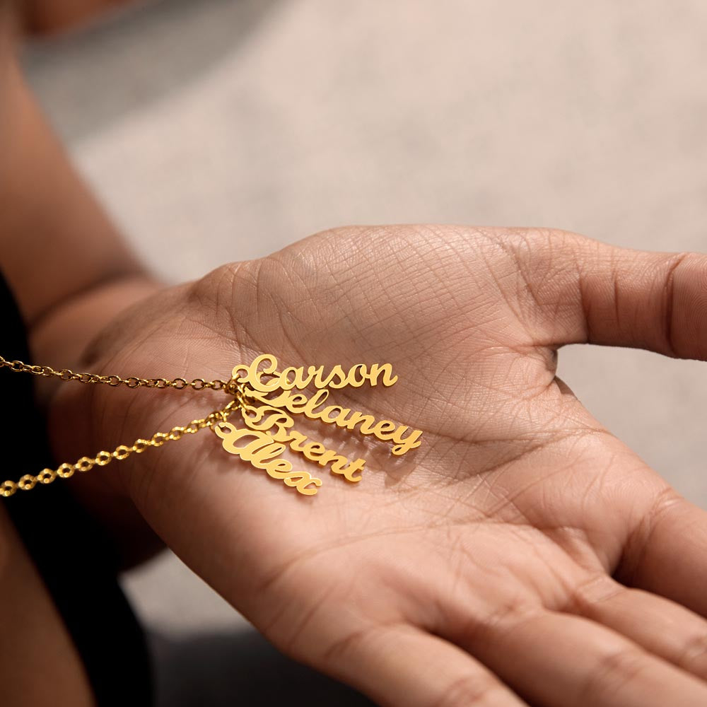 Mom's Groms Multi Vertical Name Necklace - Powderaddicts