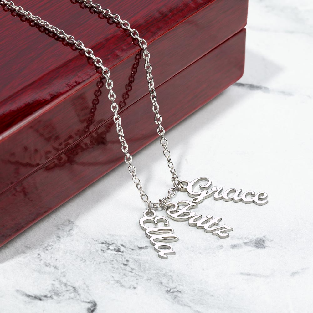 Mom's Groms Multi Vertical Name Necklace - Powderaddicts