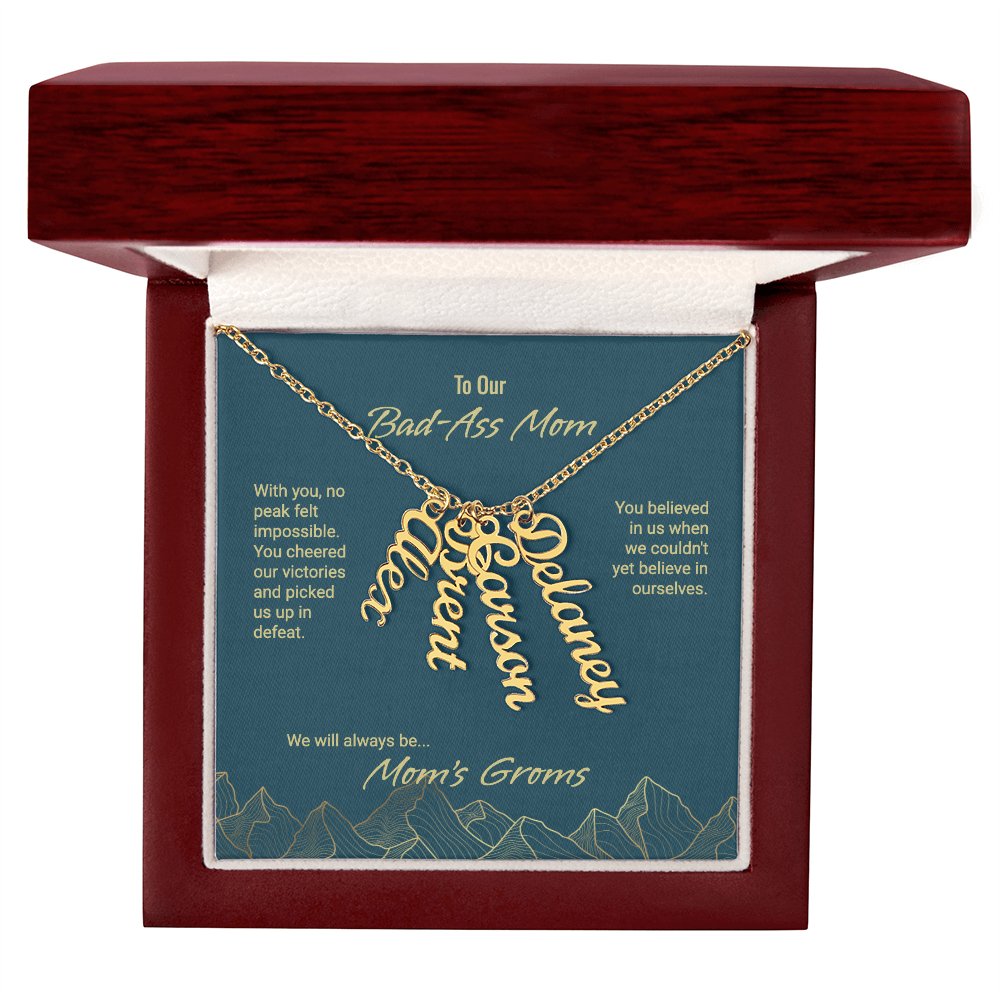 Mom's Groms Multi Vertical Name Necklace - Powderaddicts