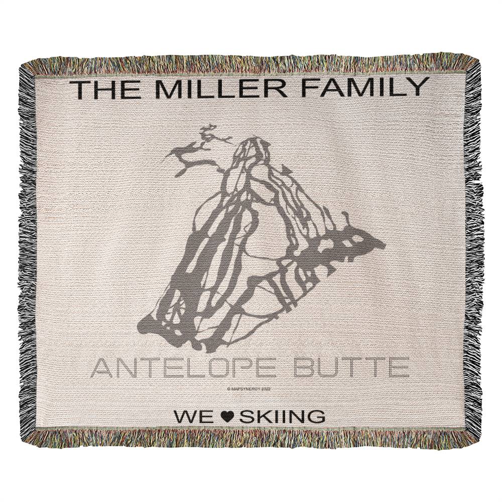PERSONALIZED ANTELOPE BUTTE,  WYOMING WOVEN BLANKET