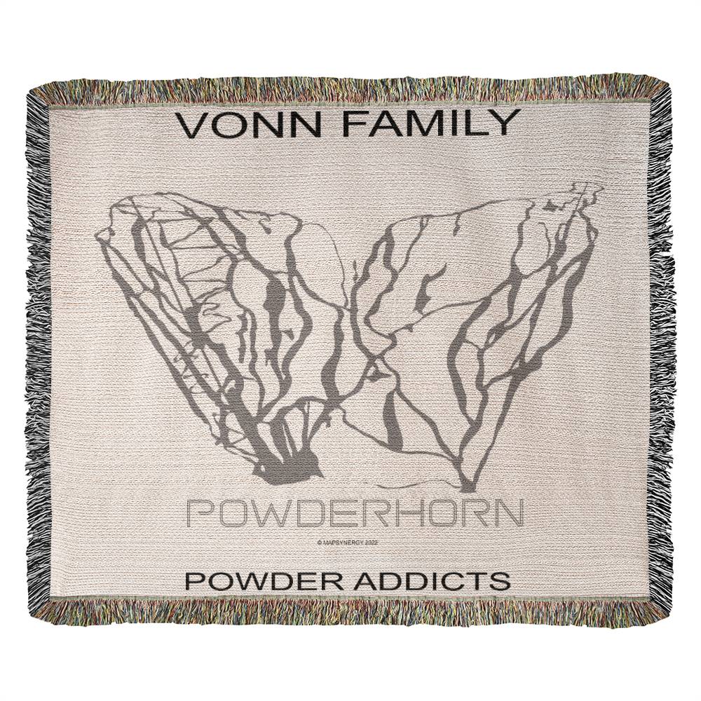 PERSONALIZED POWDERHORN, COLORADO WOVEN BLANKET