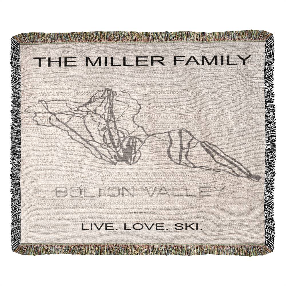 PERSONALIZED BOLTON VALLEY, Vermont WOVEN BLANKET
