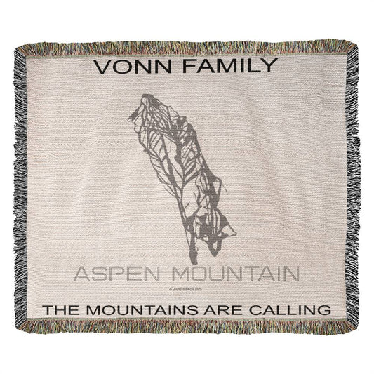 PERSONALIZED ASPEN MOUNTAIN, COLORADO WOVEN BLANKET
