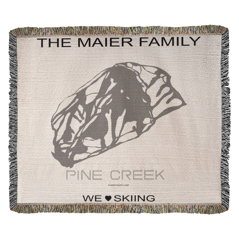 PERSONALIZED PINE CREEK,  WYOMING WOVEN BLANKET