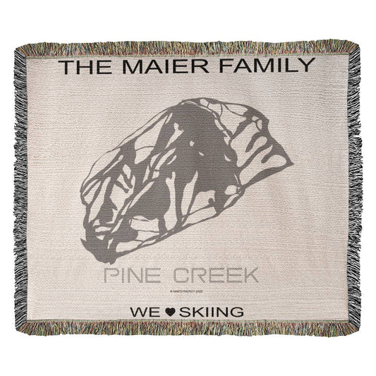 PERSONALIZED PINE CREEK,  WYOMING WOVEN BLANKET - Powderaddicts