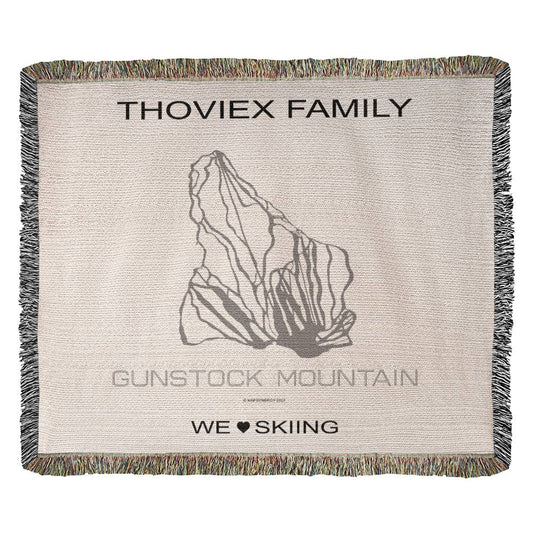 PERSONALIZED GUNSTOCK MOUNTAIN, NEW HAMPSHIRE WOVEN BLANKET