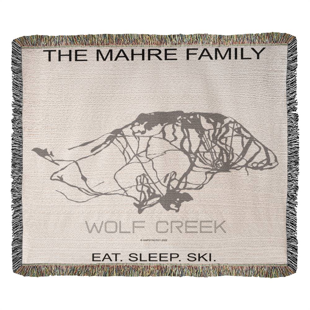 PERSONALIZED WOLF CREEK , COLORADO WOVEN BLANKET