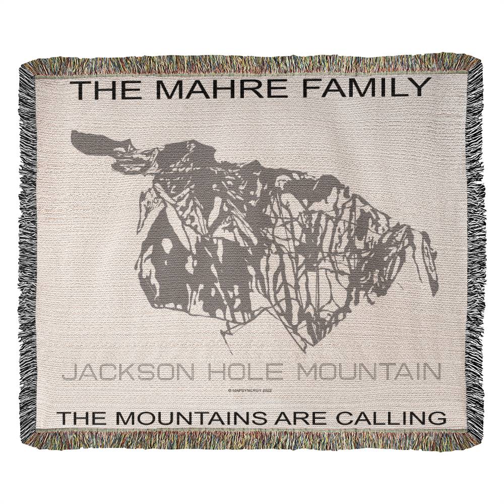 PERSONALIZED JACKSON HOLE MOUNTAIN,  WYOMING WOVEN BLANKET