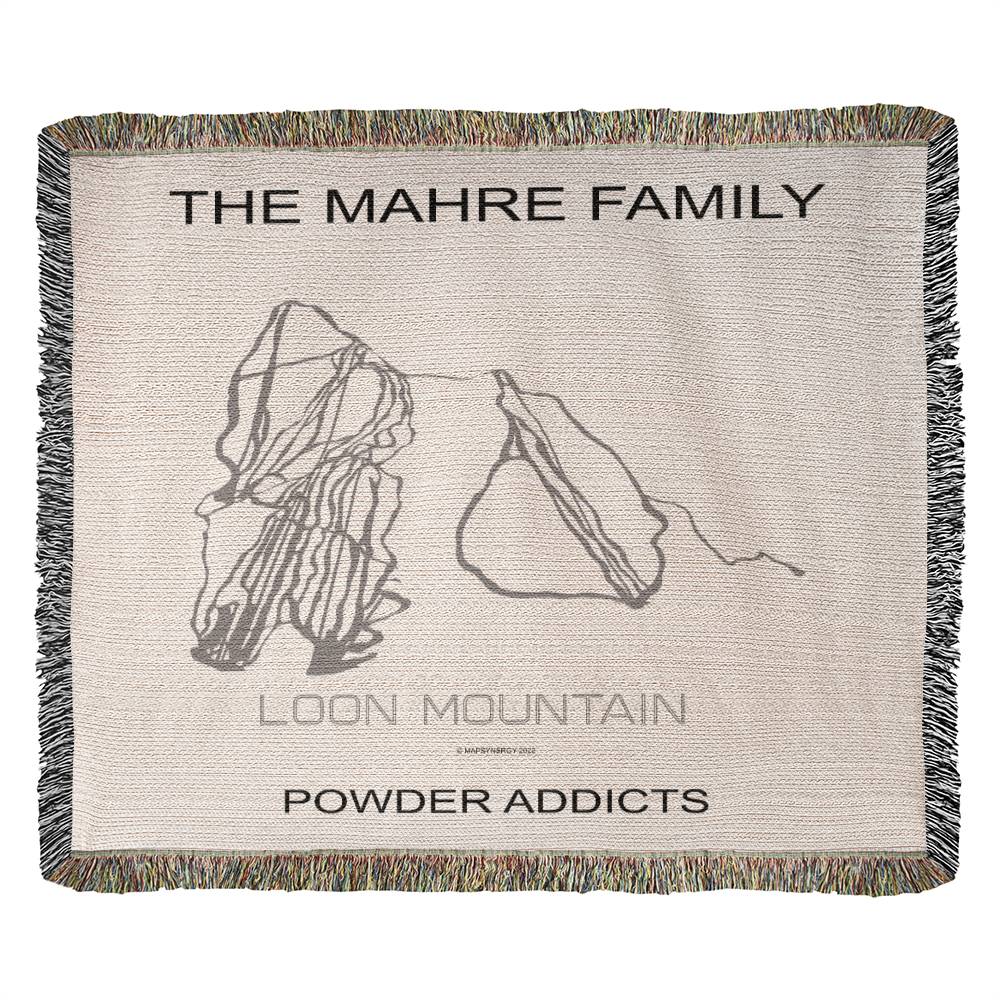 PERSONALIZED LOON MOUNTAIN, NEW HAMPSHIRE WOVEN BLANKET