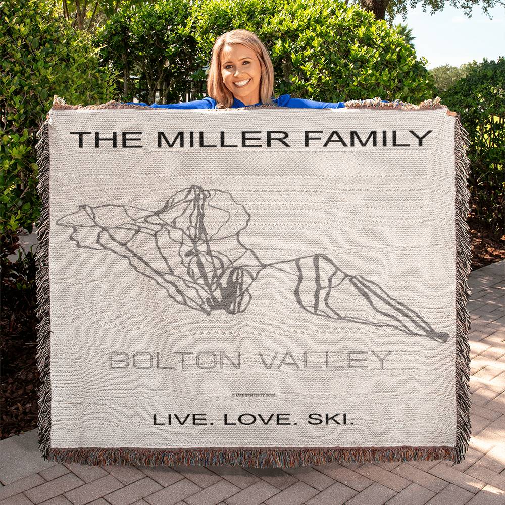 PERSONALIZED BOLTON VALLEY, Vermont WOVEN BLANKET
