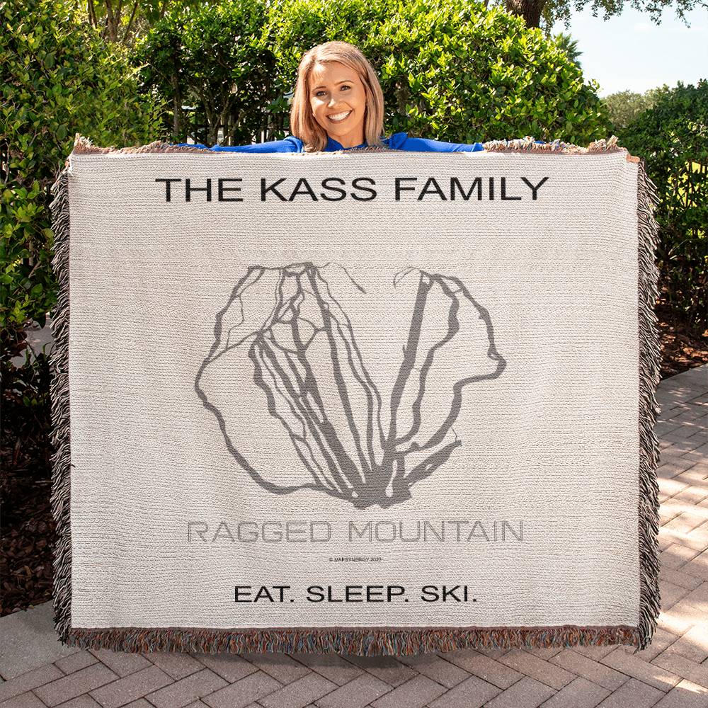 PERSONALIZED RAGGED MOUNTAIN, NEW HAMPSHIRE WOVEN BLANKET