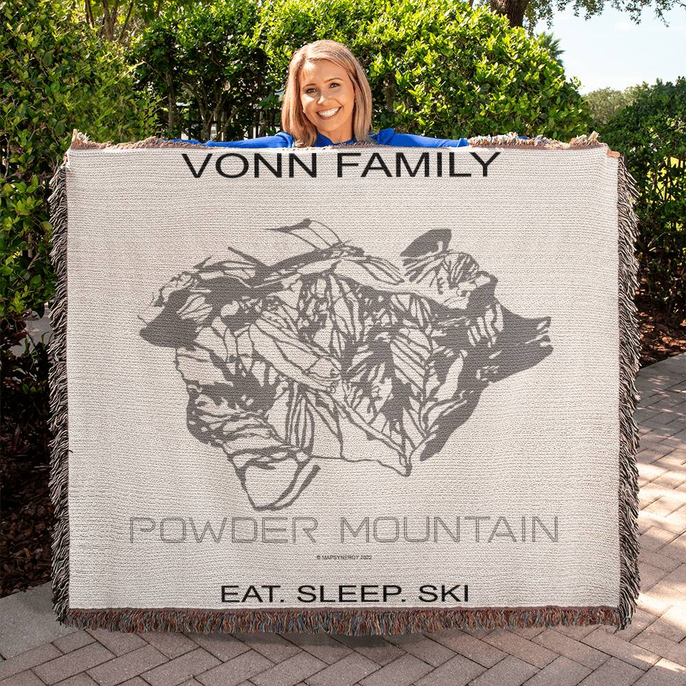 PERSONALIZED POWDER MOUNTAIN, UTAH WOVEN BLANKET