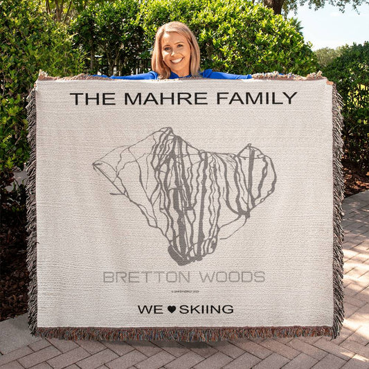 PERSONALIZED BRETTON WOODS, NEW HAMPSHIRE WOVEN BLANKET