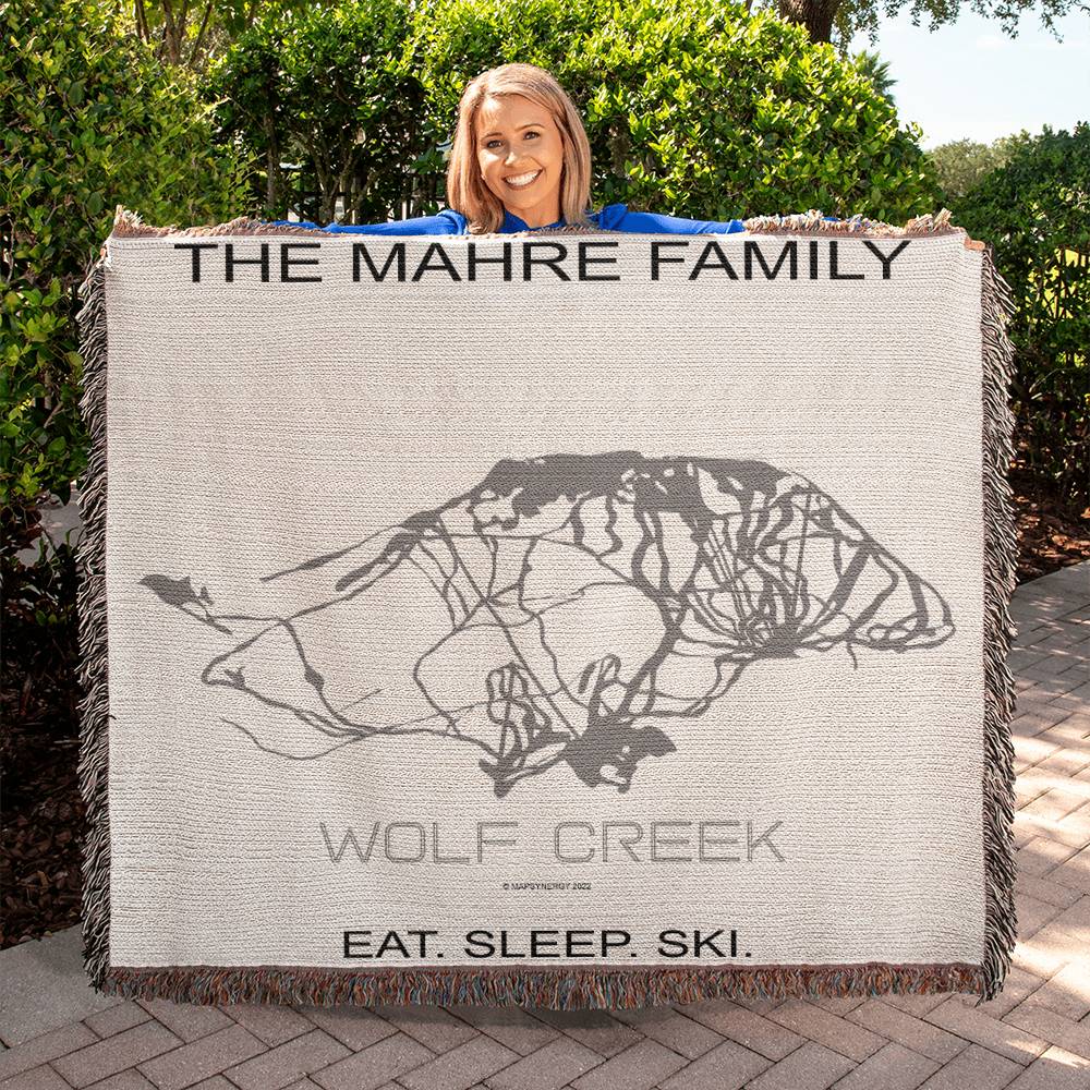 PERSONALIZED WOLF CREEK , COLORADO WOVEN BLANKET