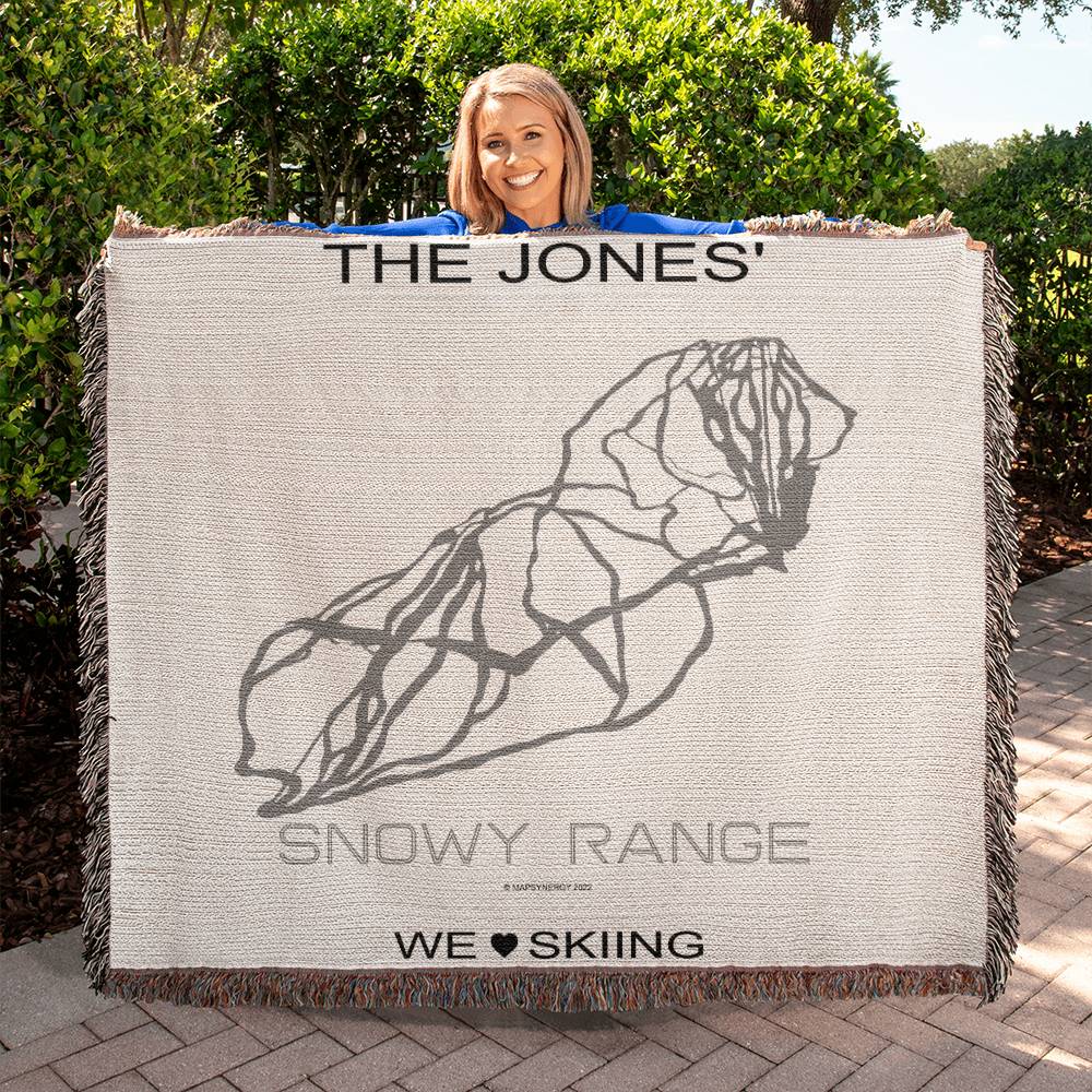 PERSONALIZED SNOWY RANGE,  WYOMING WOVEN BLANKET