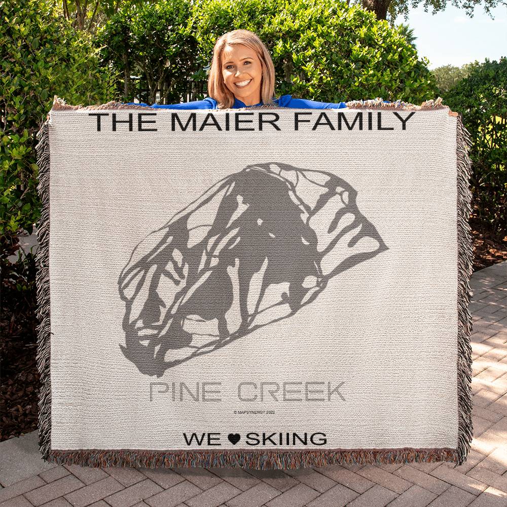 PERSONALIZED PINE CREEK,  WYOMING WOVEN BLANKET - Powderaddicts
