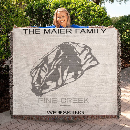 PERSONALIZED PINE CREEK,  WYOMING WOVEN BLANKET - Powderaddicts