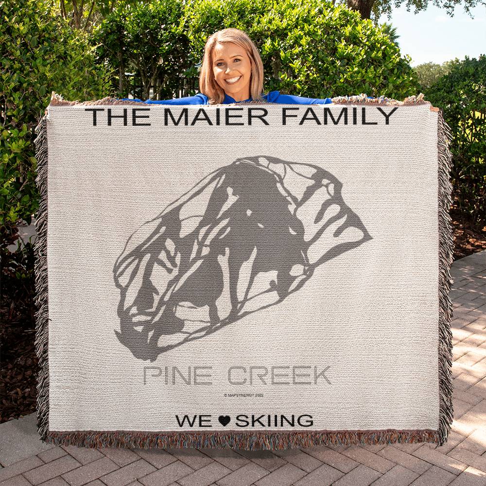 PERSONALIZED PINE CREEK,  WYOMING WOVEN BLANKET
