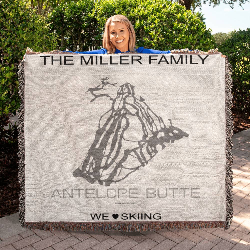 PERSONALIZED ANTELOPE BUTTE,  WYOMING WOVEN BLANKET