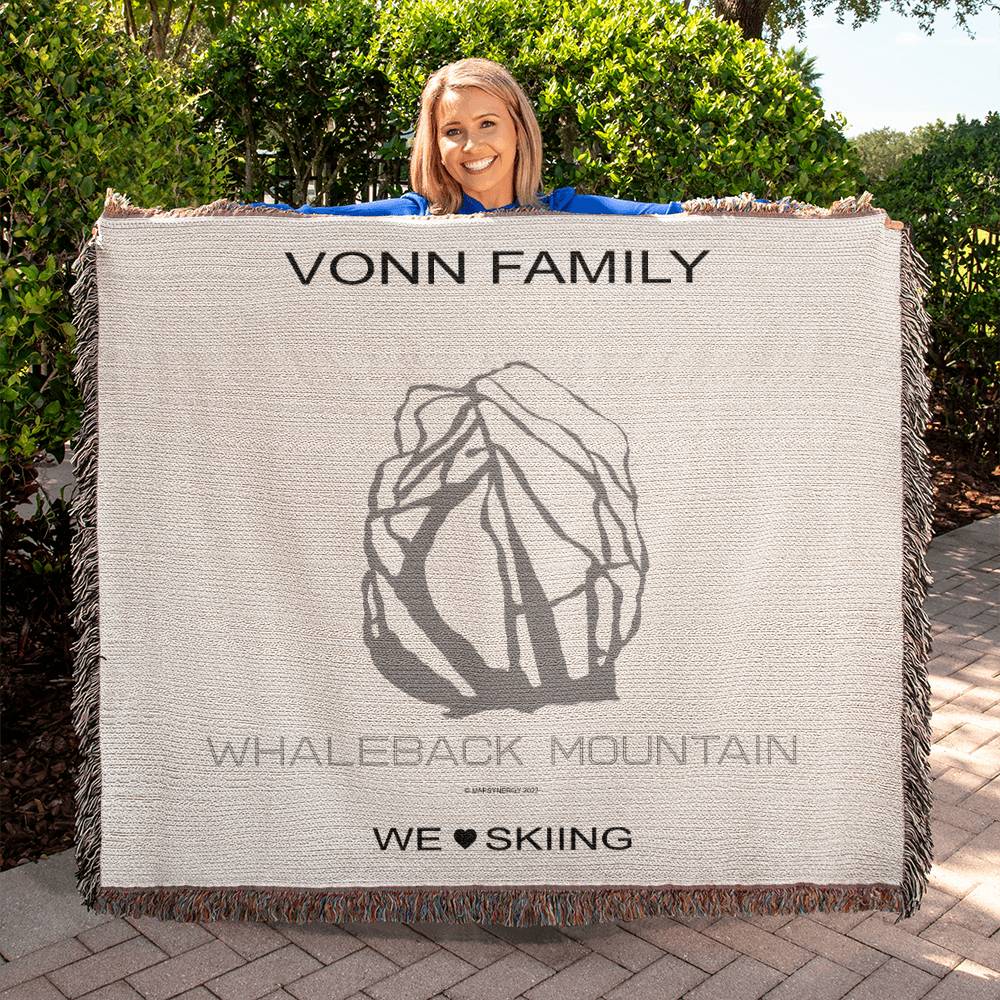 PERSONALIZED WHALEBACK MOUNTAIN, NEW HAMPSHIRE WOVEN BLANKET