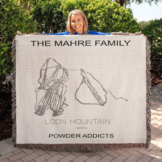 PERSONALIZED LOON MOUNTAIN, NEW HAMPSHIRE WOVEN BLANKET