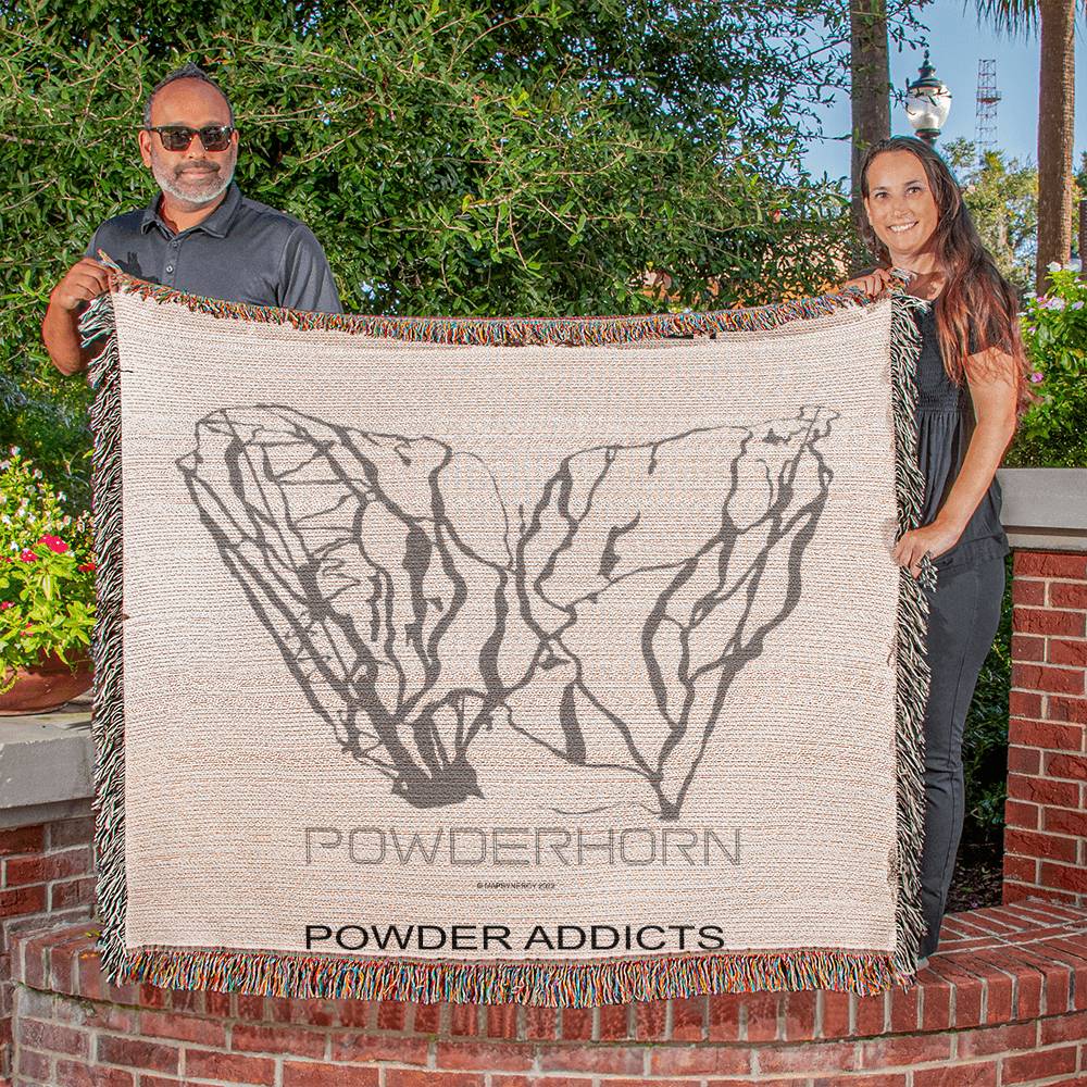 PERSONALIZED POWDERHORN, COLORADO WOVEN BLANKET