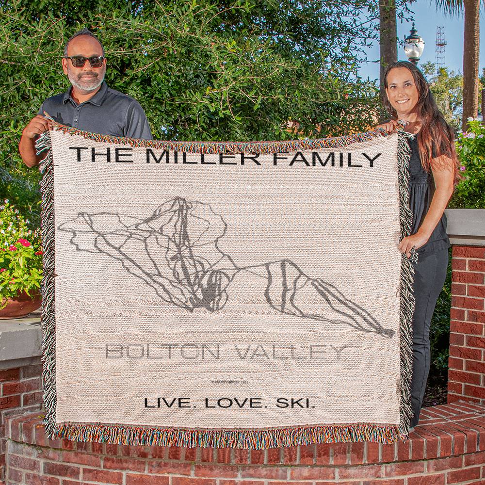 PERSONALIZED BOLTON VALLEY, Vermont WOVEN BLANKET