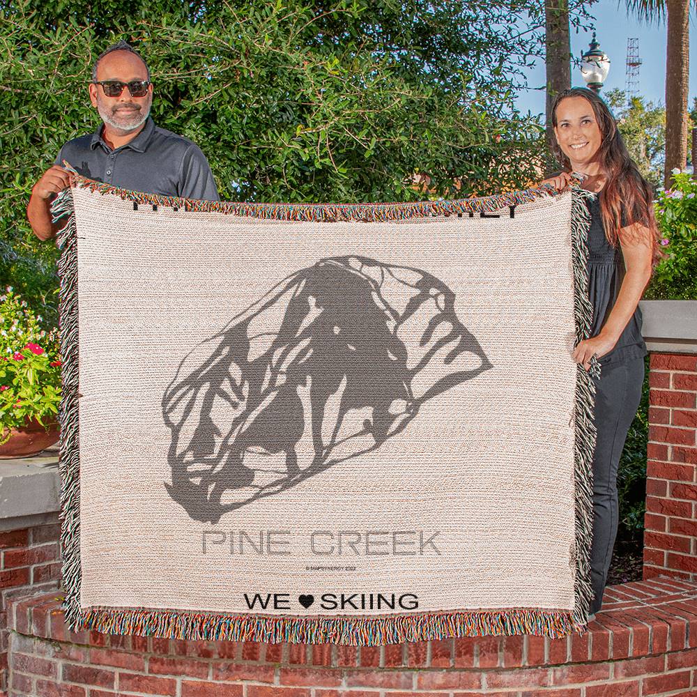 PERSONALIZED PINE CREEK,  WYOMING WOVEN BLANKET - Powderaddicts