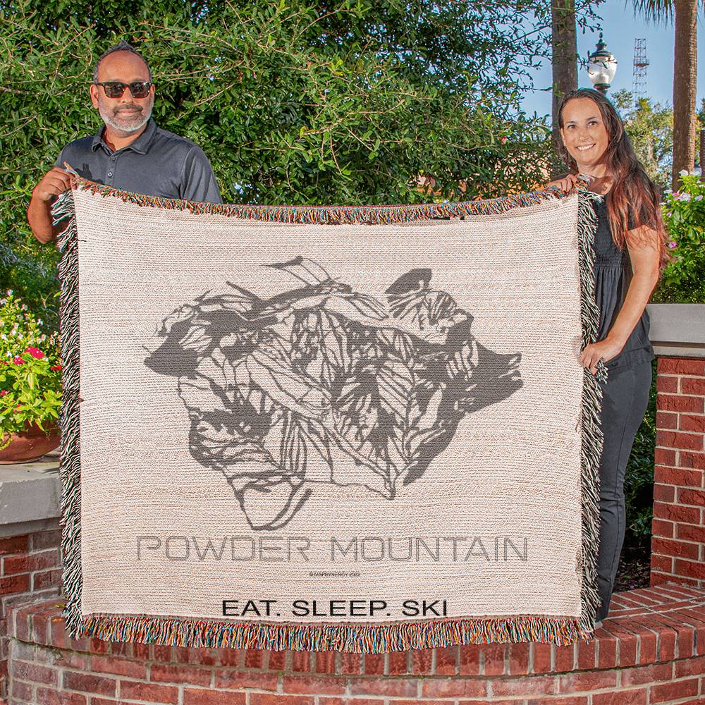 PERSONALIZED POWDER MOUNTAIN, UTAH WOVEN BLANKET