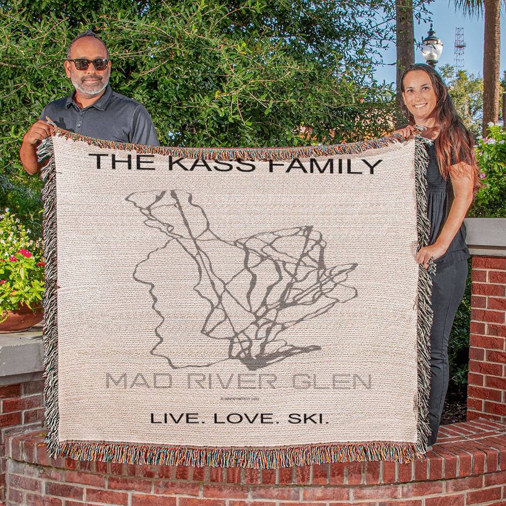 PERSONALIZED Mad River Glen, Vermont WOVEN BLANKET